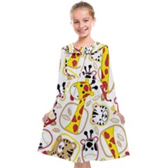 Vector-seamless-pattern-nice-animals-cartoon Kids  Midi Sailor Dress by uniart180623