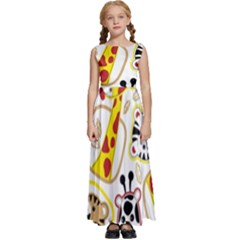 Vector-seamless-pattern-nice-animals-cartoon Kids  Satin Sleeveless Maxi Dress by uniart180623