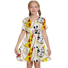 Vector-seamless-pattern-nice-animals-cartoon Kids  Short Sleeve Tiered Mini Dress by uniart180623