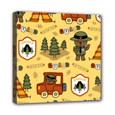 Seamless-pattern-funny-ranger-cartoon Mini Canvas 8  X 8  (stretched) by uniart180623