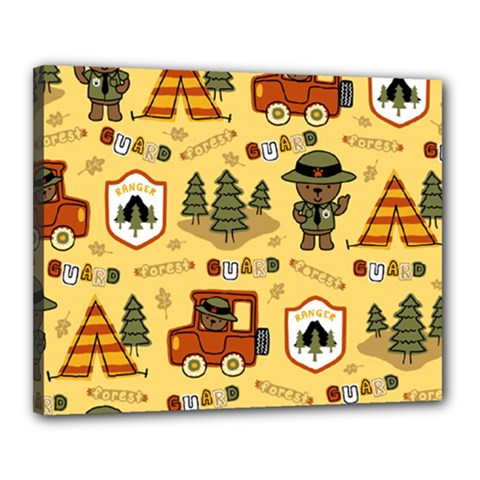 Seamless-pattern-funny-ranger-cartoon Canvas 20  X 16  (stretched) by uniart180623