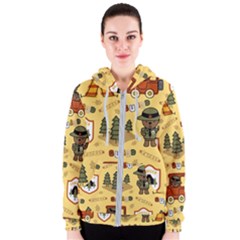 Seamless-pattern-funny-ranger-cartoon Women s Zipper Hoodie by uniart180623