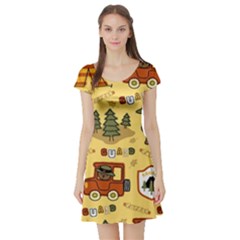 Seamless-pattern-funny-ranger-cartoon Short Sleeve Skater Dress by uniart180623