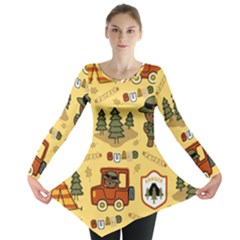 Seamless-pattern-funny-ranger-cartoon Long Sleeve Tunic  by uniart180623