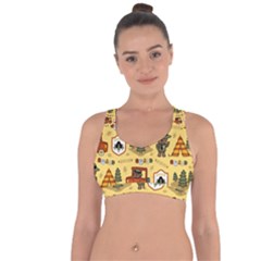 Seamless-pattern-funny-ranger-cartoon Cross String Back Sports Bra by uniart180623