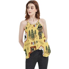 Seamless-pattern-funny-ranger-cartoon Flowy Camisole Tank Top by uniart180623