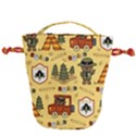 Seamless-pattern-funny-ranger-cartoon Drawstring Bucket Bag View2