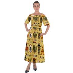 Seamless-pattern-funny-ranger-cartoon Shoulder Straps Boho Maxi Dress  by uniart180623