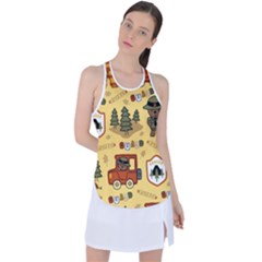 Seamless-pattern-funny-ranger-cartoon Racer Back Mesh Tank Top by uniart180623