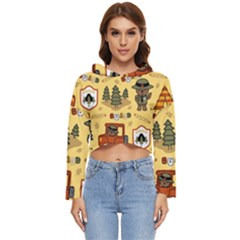 Seamless-pattern-funny-ranger-cartoon Women s Lightweight Cropped Hoodie by uniart180623