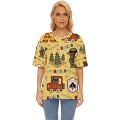 Seamless-pattern-funny-ranger-cartoon Oversized Basic Tee by uniart180623