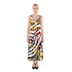 Abstract-geometric-seamless-pattern-with-animal-print Sleeveless Maxi Dress by uniart180623