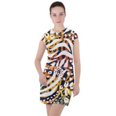 Abstract-geometric-seamless-pattern-with-animal-print Drawstring Hooded Dress by uniart180623