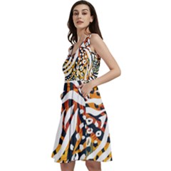 Abstract-geometric-seamless-pattern-with-animal-print Sleeveless V-neck Skater Dress With Pockets by uniart180623