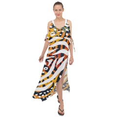 Abstract-geometric-seamless-pattern-with-animal-print Maxi Chiffon Cover Up Dress by uniart180623