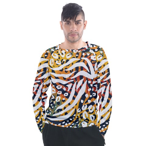 Abstract-geometric-seamless-pattern-with-animal-print Men s Long Sleeve Raglan Tee by uniart180623