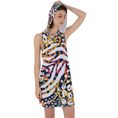 Abstract-geometric-seamless-pattern-with-animal-print Racer Back Hoodie Dress by uniart180623