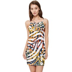 Abstract-geometric-seamless-pattern-with-animal-print Summer Tie Front Dress by uniart180623