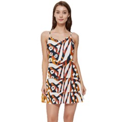 Abstract-geometric-seamless-pattern-with-animal-print Short Frill Dress by uniart180623