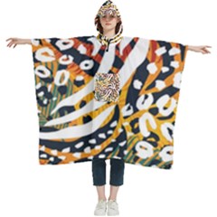 Abstract-geometric-seamless-pattern-with-animal-print Women s Hooded Rain Ponchos by uniart180623