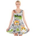 Seamless-pattern-with-wildlife-cartoon V-Neck Sleeveless Dress View1