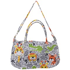 Seamless-pattern-with-wildlife-cartoon Removable Strap Handbag by uniart180623