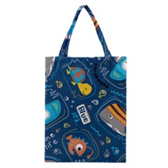 Seamless-pattern-vector-submarine-with-sea-animals-cartoon Classic Tote Bag by uniart180623