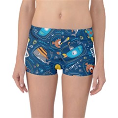 Seamless-pattern-vector-submarine-with-sea-animals-cartoon Reversible Boyleg Bikini Bottoms by uniart180623