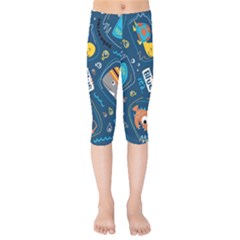 Seamless-pattern-vector-submarine-with-sea-animals-cartoon Kids  Capri Leggings  by uniart180623