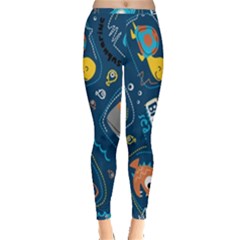 Seamless-pattern-vector-submarine-with-sea-animals-cartoon Inside Out Leggings by uniart180623