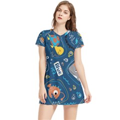 Seamless-pattern-vector-submarine-with-sea-animals-cartoon Women s Sports Skirt by uniart180623