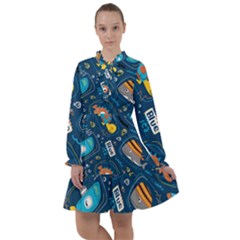 Seamless-pattern-vector-submarine-with-sea-animals-cartoon All Frills Chiffon Dress by uniart180623