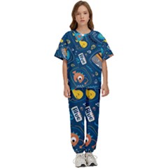 Seamless-pattern-vector-submarine-with-sea-animals-cartoon Kids  Tee And Pants Sports Set by uniart180623