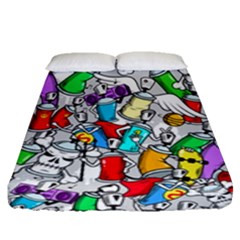 Graffiti-characters-seamless-pattern Fitted Sheet (queen Size) by uniart180623