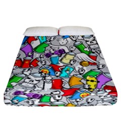 Graffiti-characters-seamless-pattern Fitted Sheet (california King Size) by uniart180623