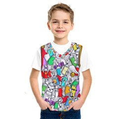 Graffiti-characters-seamless-pattern Kids  Basketball Tank Top by uniart180623