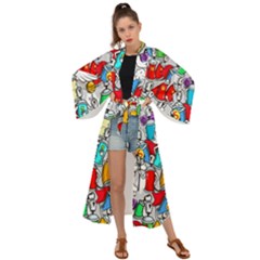 Graffiti-characters-seamless-pattern Maxi Kimono by uniart180623