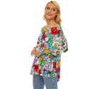 Graffiti-characters-seamless-pattern Off Shoulder Chiffon Pocket Shirt View2