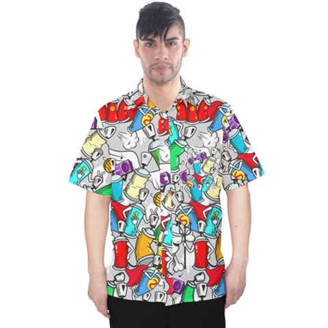 Graffiti-characters-seamless-pattern Men s Hawaii Shirt by uniart180623