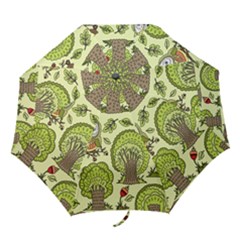 Seamless-pattern-with-trees-owls Folding Umbrellas by uniart180623