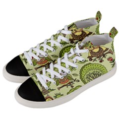 Seamless-pattern-with-trees-owls Men s Mid-top Canvas Sneakers by uniart180623