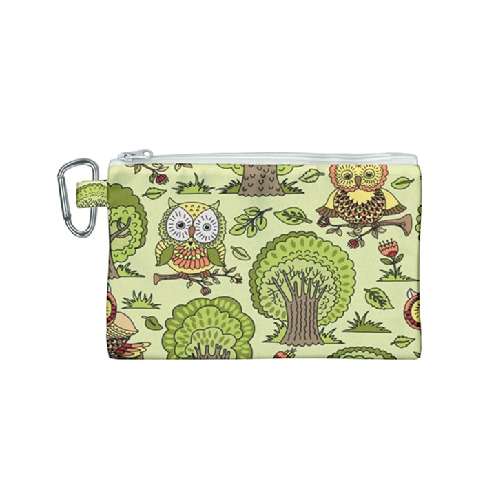 Seamless-pattern-with-trees-owls Canvas Cosmetic Bag (Small)