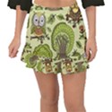 Seamless-pattern-with-trees-owls Fishtail Mini Chiffon Skirt View1