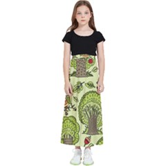 Seamless-pattern-with-trees-owls Kids  Flared Maxi Skirt by uniart180623