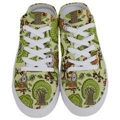 Seamless-pattern-with-trees-owls Half Slippers by uniart180623