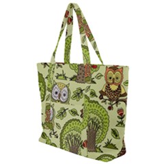 Seamless-pattern-with-trees-owls Zip Up Canvas Bag