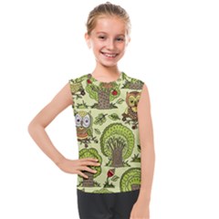 Seamless-pattern-with-trees-owls Kids  Mesh Tank Top by uniart180623