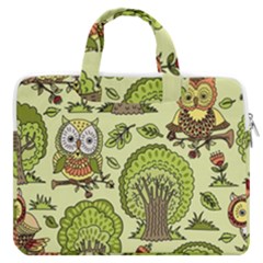 Seamless-pattern-with-trees-owls Macbook Pro 16  Double Pocket Laptop Bag  by uniart180623