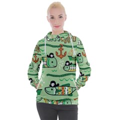 Seamless-pattern-fishes-pirates-cartoon Women s Hooded Pullover