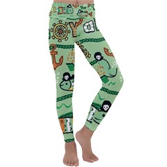 Seamless-pattern-fishes-pirates-cartoon Kids  Lightweight Velour Classic Yoga Leggings by uniart180623